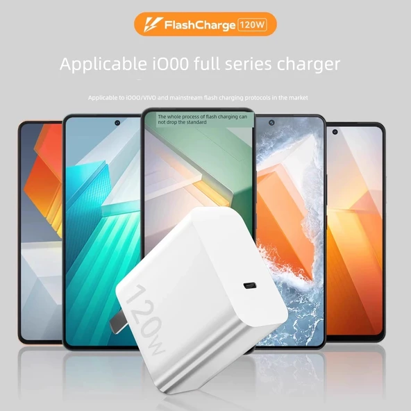 Vivo iQOO13 120W Şarj Aleti - 120W Adaptör + 1 Metre Kablo (2 Adet) - 3