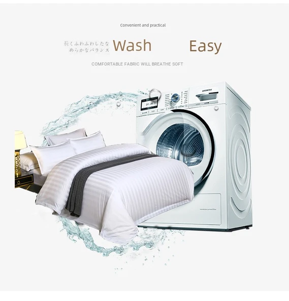 Otel Pamuklu Saten Şeritli Yastık Kılıfı - 58x85 cm - Dört Mevsim Oteller İçin - 7