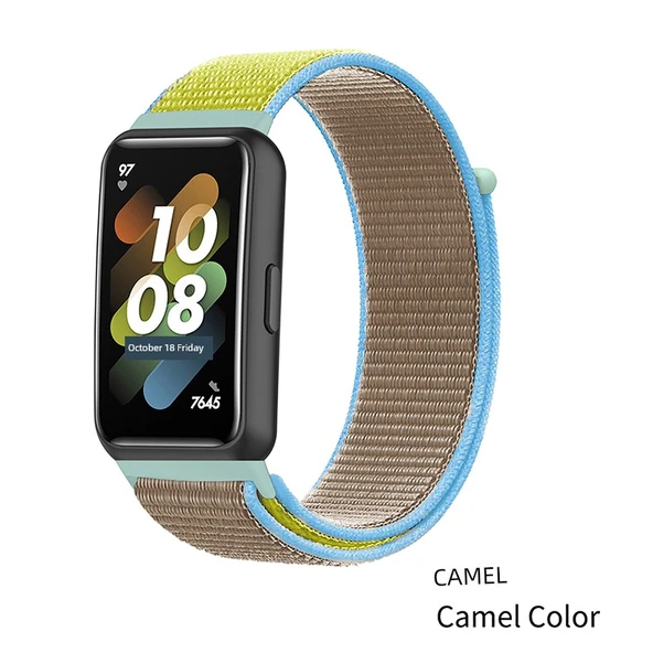 Huawei Band 7 Uyumlu Yeni Deve Tüyü Rengi Naylon Örgü Kordon
