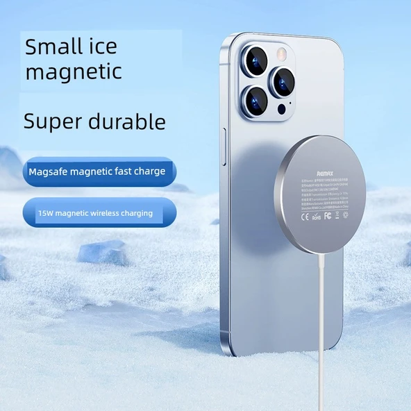 Manyetik MagSafe 15W Kablosuz Şarj Aleti - Metalik Gümüş