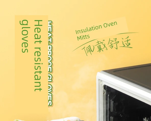 Isıya Dayanıklı Fırın Eldiveni - [Kalınlaştırılmış] Kırmızı Çizgili Tek - Resim 6