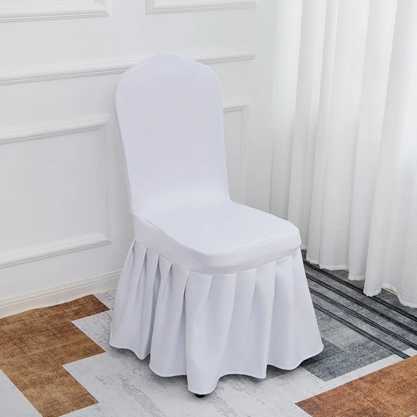 Pileli Etekli Sandalye Kılıfı - Gri - 5