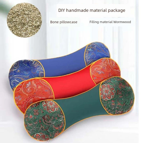 DIY Boyun Yastığı Malzeme Seti - Kemik Desen Pelin Otu