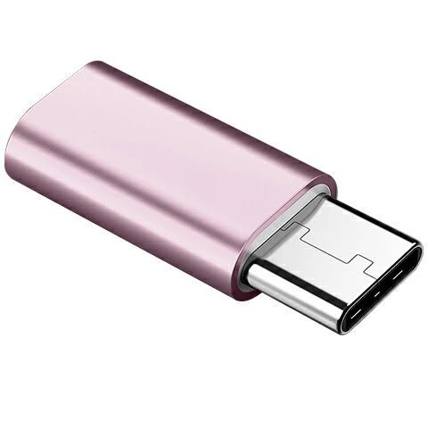 Type-C Lightning Micro USB Android Adaptör - Android Dişi - Type-C Erkek - Rose Gold