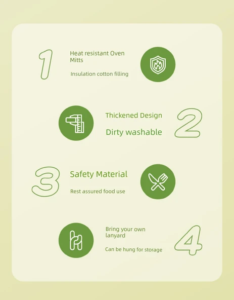 Isıya Dayanıklı Fırın Eldiveni - [Kalınlaştırılmış] Kırmızı Çizgili Tek - Resim 8