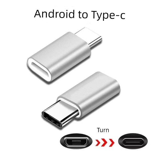 Type-C Lightning Micro USB Android Adaptör - Android Dişi - Apple Erkek - Altın - 5