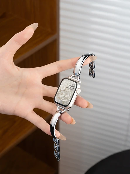 Paslanmaz Çelik Apple Watch Kordon - iwatch 1-9/se 42/44/45mm Yıldız Rengi Buzlu - 3