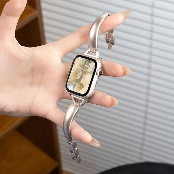 Paslanmaz Çelik Apple Watch Kordon - iwatchultra2/1 49mm Yıldız Rengi Buzlu