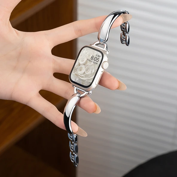 Paslanmaz Çelik Apple Watch Kordon - iwatch 1-9/se 42/44/45mm Gümüş