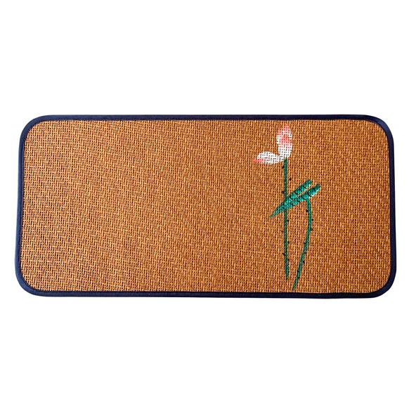 Rattan Çay Altlığı - Kare Serbest El Lotus Çiçeği Desenli