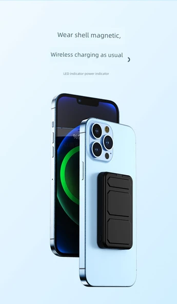Vivo Uyumlu Manyetik Kablosuz Powerbank - 10000mAh - Mavi - 10