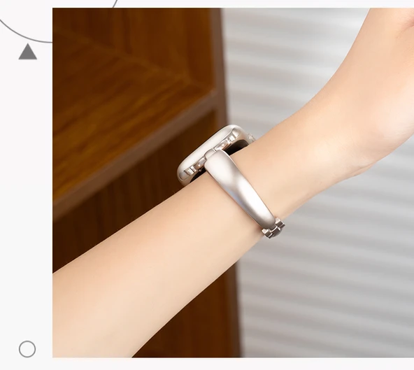 Paslanmaz Çelik Apple Watch Kordon - iwatch 1-9/se 42/44/45mm Yıldız Rengi Buzlu - 9