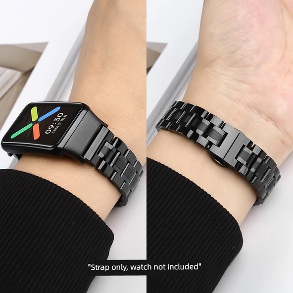 OPPO Watch Free Siyah Beş Bağlantılı Paslanmaz Çelik Kordon
