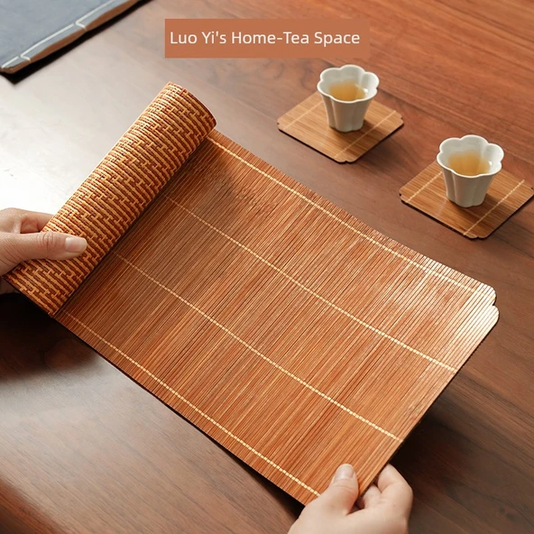 Çift Taraflı Su Geçirmez Çay Masa Örtüsü Zen Bambu Mat - 20*160cm