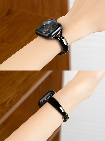 Paslanmaz Çelik Apple Watch Kordon - iwatch 1-9/se 42/44/45mm Yıldız Rengi Buzlu - 6