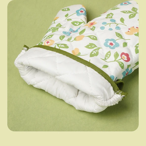 Isıya Dayanıklı Fırın Eldiveni - [Kalınlaştırılmış] Kırmızı Çizgili Tek - Resim 11