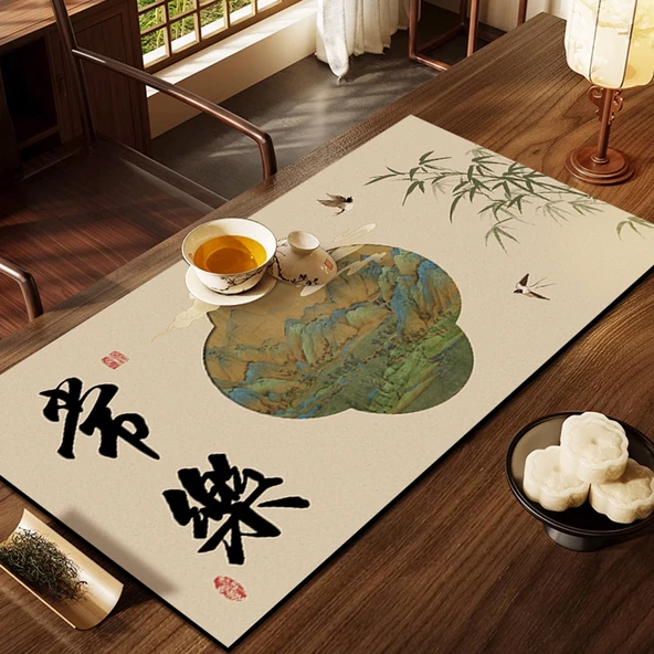 Zen Çay Matı - Diatomlu Çamur - 30x60cm - Kaymaz ve Yanmaz - Mutlu ve Huzurlu NA-12296