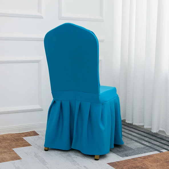 Pileli Etekli Sandalye Kılıfı - Gri - 4