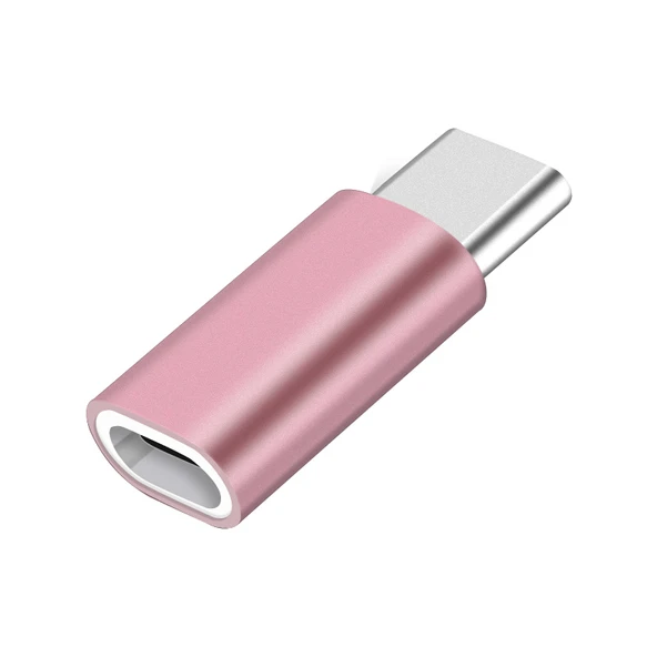 Type-C Lightning Micro USB Android Adaptör - Android Dişi - Apple Erkek - Altın - 6