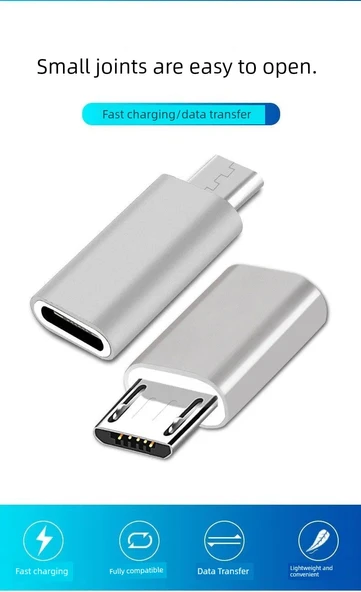 Type-C Lightning Micro USB Android Adaptör - Type-C Dişi - Android Erkek - Rose Gold - 11