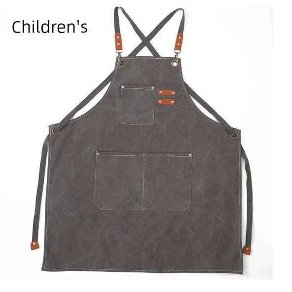 Artizan Kanvas Denim Önlük - Çocuk Gri (Kalınlaştırılmış)