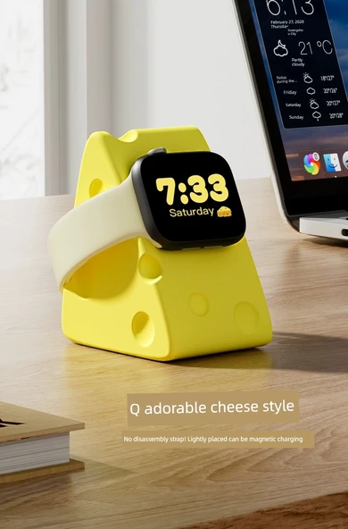 Apple Watch Silikon Şarj Standı - Peynir Rengi - 11