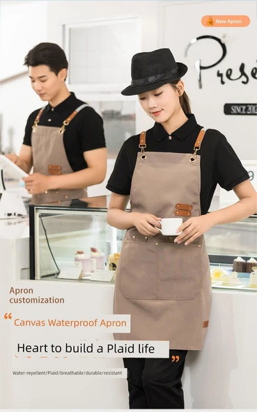 Su Geçirmez Kanvas Önlük - 306 Derin Kahve - Resim 7