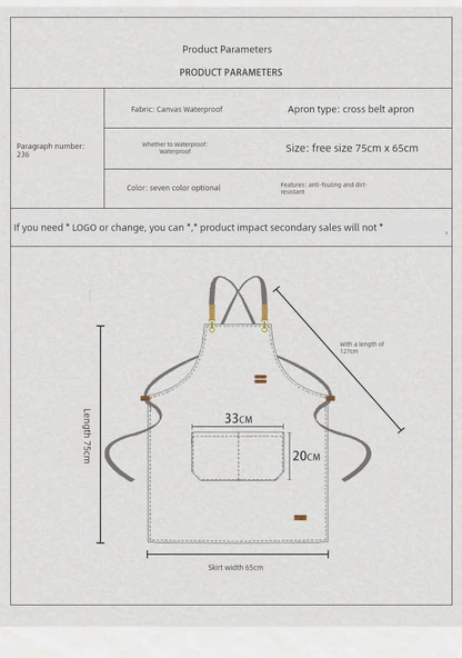 Su Geçirmez Kanvas Önlük - 306 Derin Kahve - Resim 11