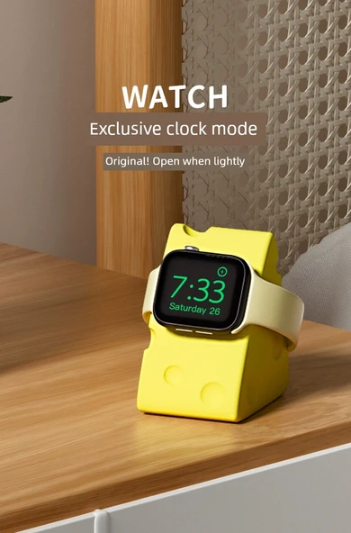 Apple Watch Silikon Şarj Standı - Peynir Rengi - 9