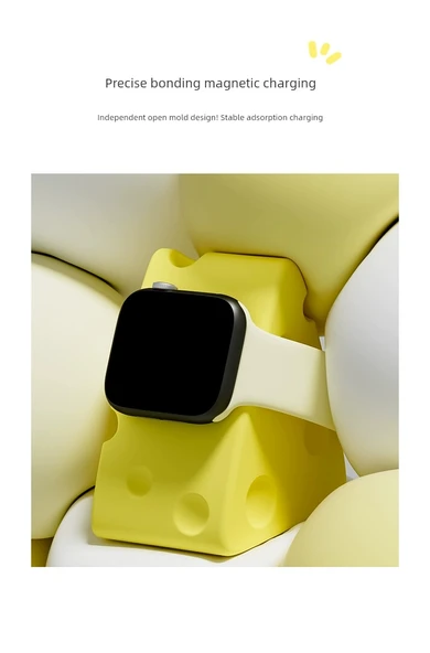 Apple Watch Silikon Şarj Standı - Peynir Rengi - 10
