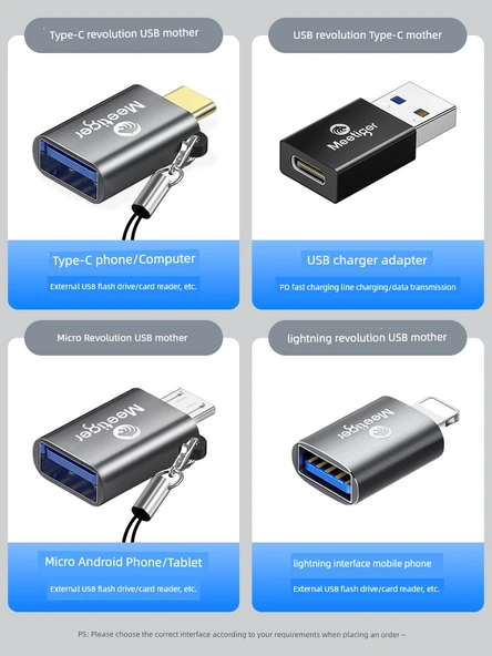 USB - Type-C OTG Adaptör - Altın Kaplama 5Gbps - 5