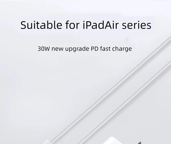 iPad Air 5/4 30W USB-C Hızlı Şarj Aleti - 1 Metre Kablolu - 5