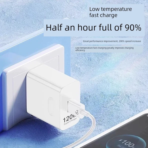 Huawei Nova ve Mate Serisi için 120W Hızlı Şarj Aleti - 1m ve 2m Kablolu (2 Kablolu) - 4