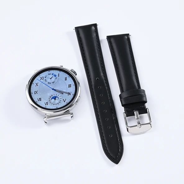 Huawei GT4 41mm 18mm Deri Saat Kordonu - Siyah