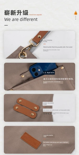 Su Geçirmez Kanvas Önlük - 306 Derin Kahve - Resim 8