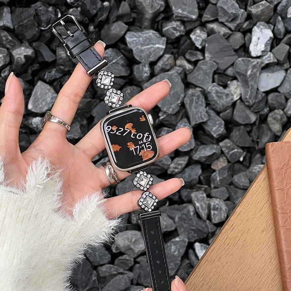 Apple Watch S7-9 45mm Obsidyen Yonca Desenli Kordon