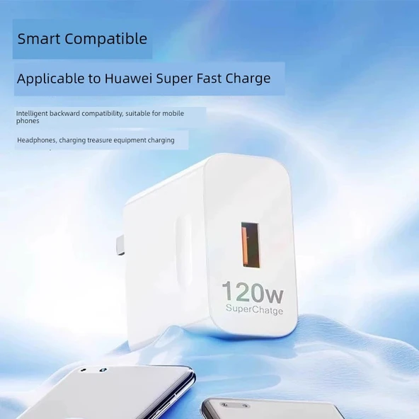Huawei Nova ve Mate Serisi için 120W Hızlı Şarj Aleti - 1m ve 2m Kablolu (2 Kablolu) - 6