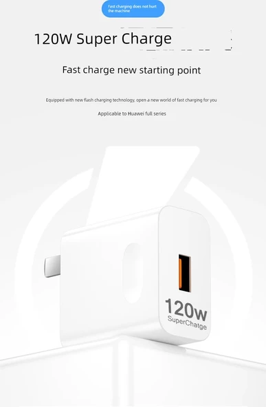 Huawei Nova ve Mate Serisi için 120W Hızlı Şarj Aleti - 1m ve 2m Kablolu (2 Kablolu) - 8