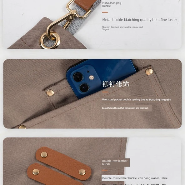 Su Geçirmez Kanvas Önlük - 306 Derin Kahve - Resim 4