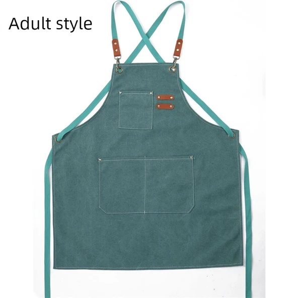Artizan Kanvas Denim Önlük - Yetişkin Yeşil (Kalınlaştırılmış)