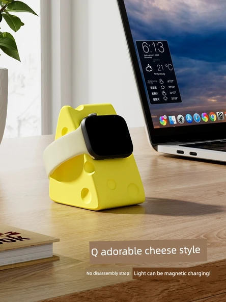 Apple Watch Silikon Şarj Standı - Peynir Rengi - 3