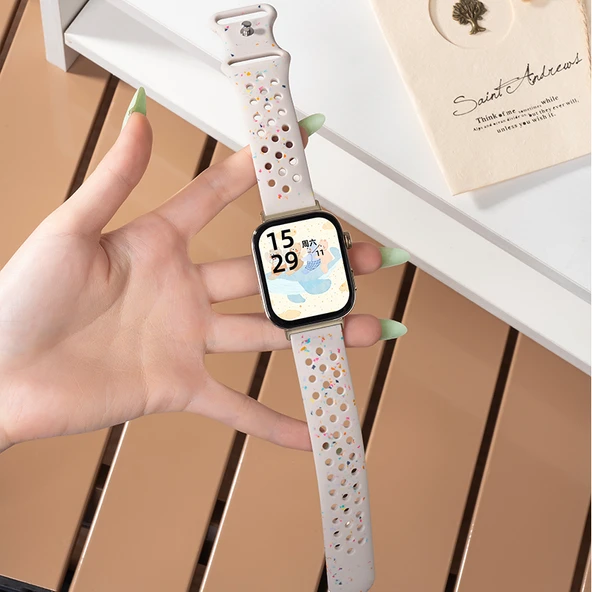 Huawei Fit Serisi Yıldız Tozu Silikon Kordon - Gümüş Bağlantı - HD Film