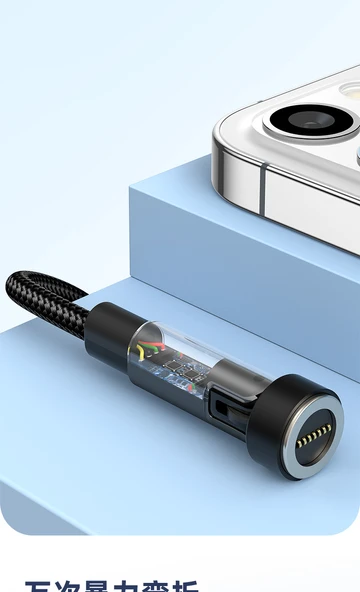 3'ü 1 Arada Dönen Manyetik Data Kablosu - 1m Kırmızı Apple Lightning - 10