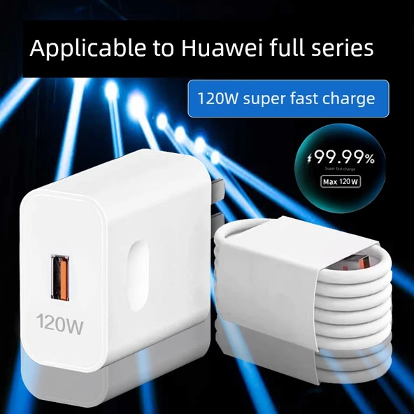 Huawei Nova ve Mate Serisi için 120W Hızlı Şarj Aleti - 1m ve 1.5m Kablolu (2 Kablolu)
