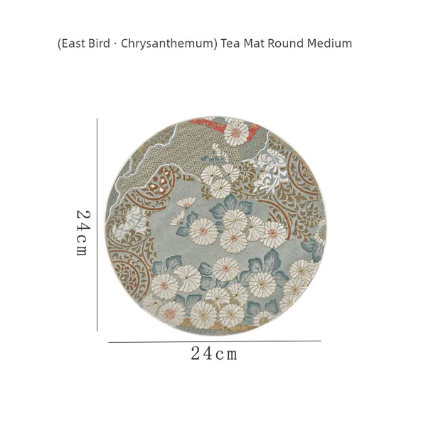 Çin Zen Stil Çay Matı Masa Örtüsü - [Dongli · Krizantem] Yuvarlak Orta Boy Çay Matı