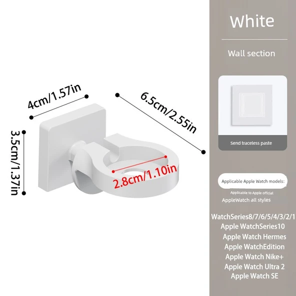 Duvara Monte Şarj Braketi - Beyaz - Apple Watch için