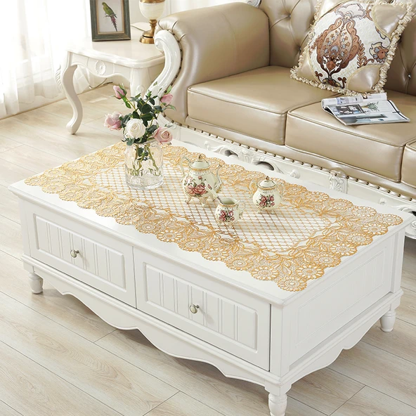 Su Geçirmez PVC Masa Örtüsü - Ayçiçeği 60*120cm Dikdörtgen Altın - Tek Parça