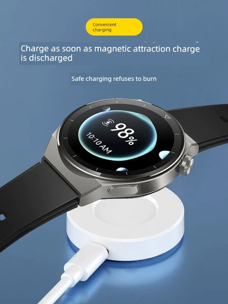 Huawei Saat Manyetik Şarj Kablosu - Beyaz Şarj Ünitesi + Type-C Data Kablosu - 3