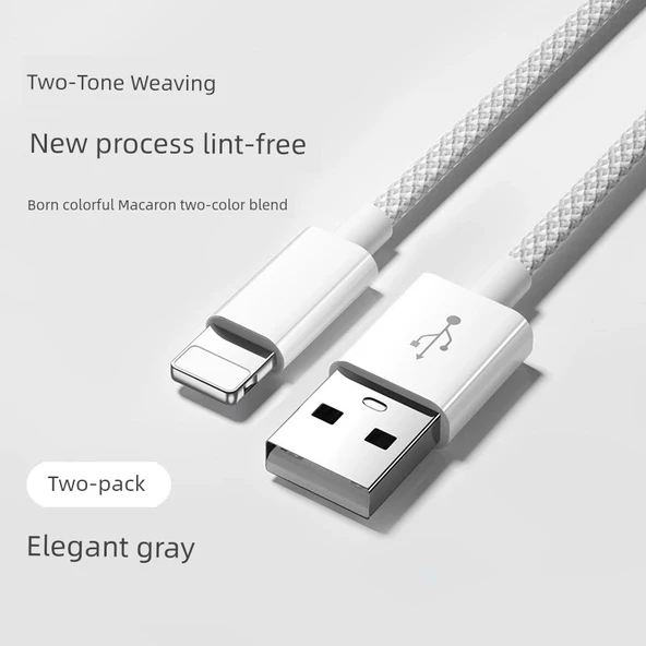 iPhone Şarj Aleti 1m USB Gri (Bir Alana İki Bedava)