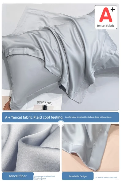 Tencel İpek Yastık Kılıfı Çifti (Geliştirilmiş) - Xingchen Lan - 48cm x 74cm